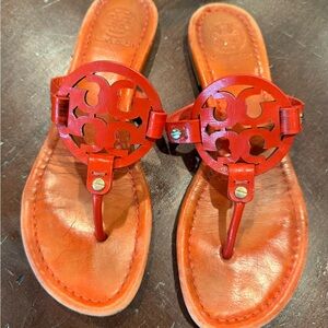 Tory Burch Miller Sandal- bright orange size 8
